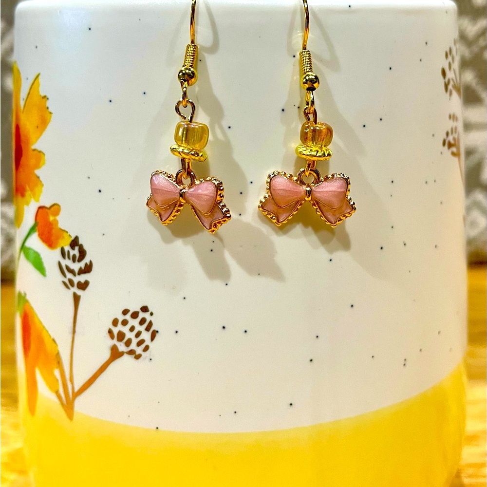 Handmade Enamel blush pink earrings